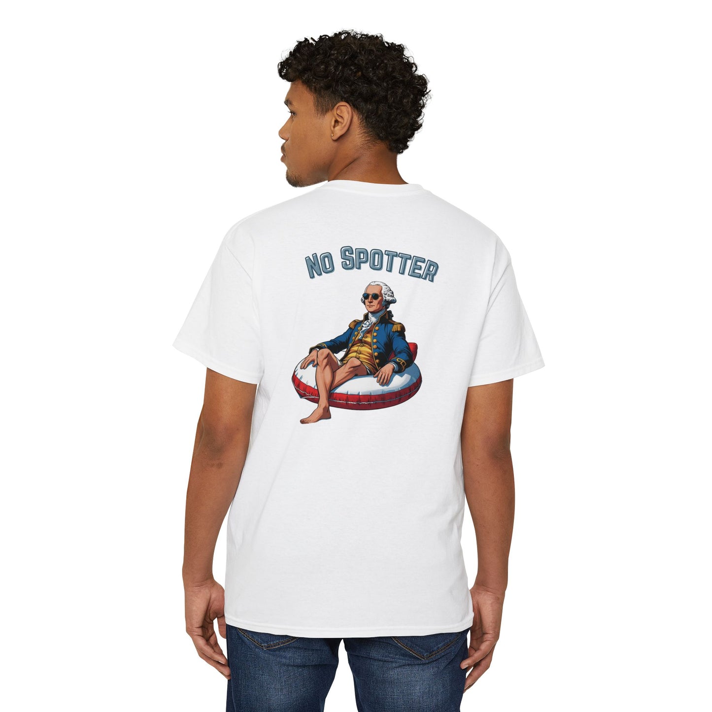 Unisex Pocket Tee - No Spotter! Graphic T-Shirt for BBQs, Pool Parties, Summer Fun, Lounge Wear, Gift Ideas