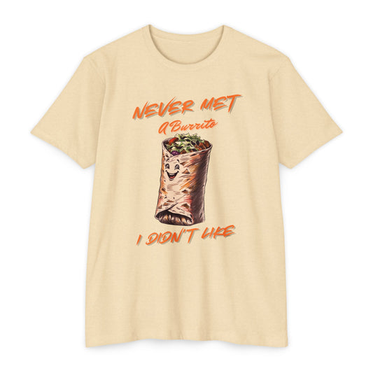 Burrito Lover T-Shirt - "Never Met a Burrito I Didn't Like"