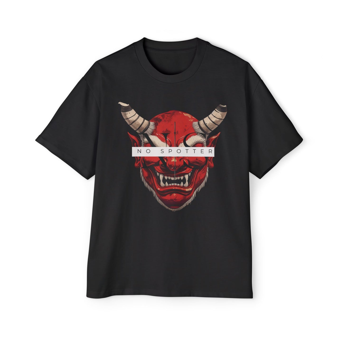 No Spotter Red Oni Men's Oversized Graphic Tshirt