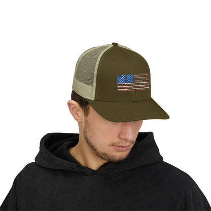 Patriotic Snapback Trucker Cap for Outdoor Adventures, Adjustable, USA Flag Design, Perfect for Memorial Day, 4th of July, Festivals, Gifts
