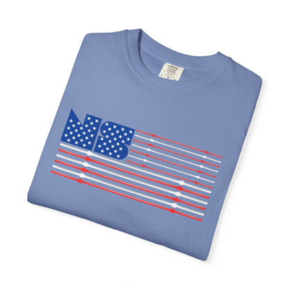 No Spotter Barbell American Flag Design: Unisex Garment-Dyed T-shirt