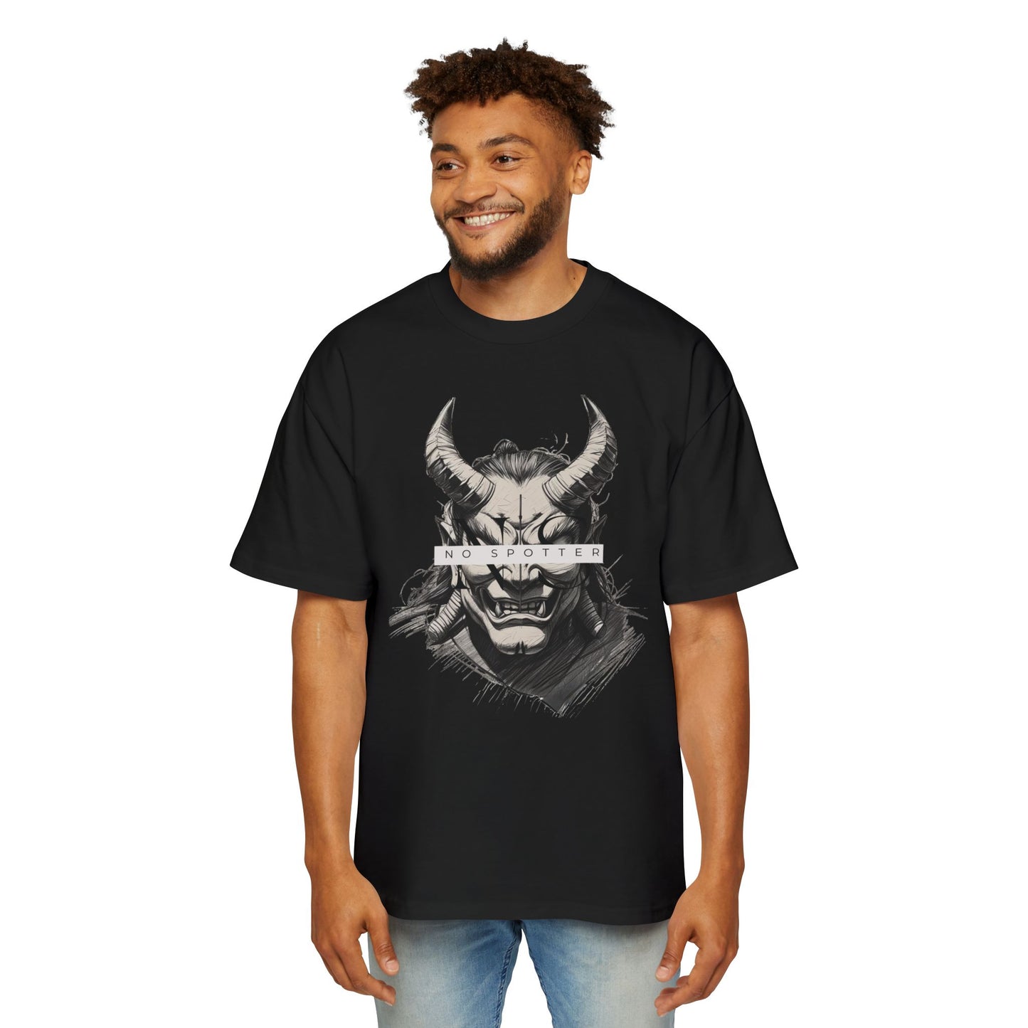 No Spotter Grey Oni Men's Oversized Graphic Tshirt