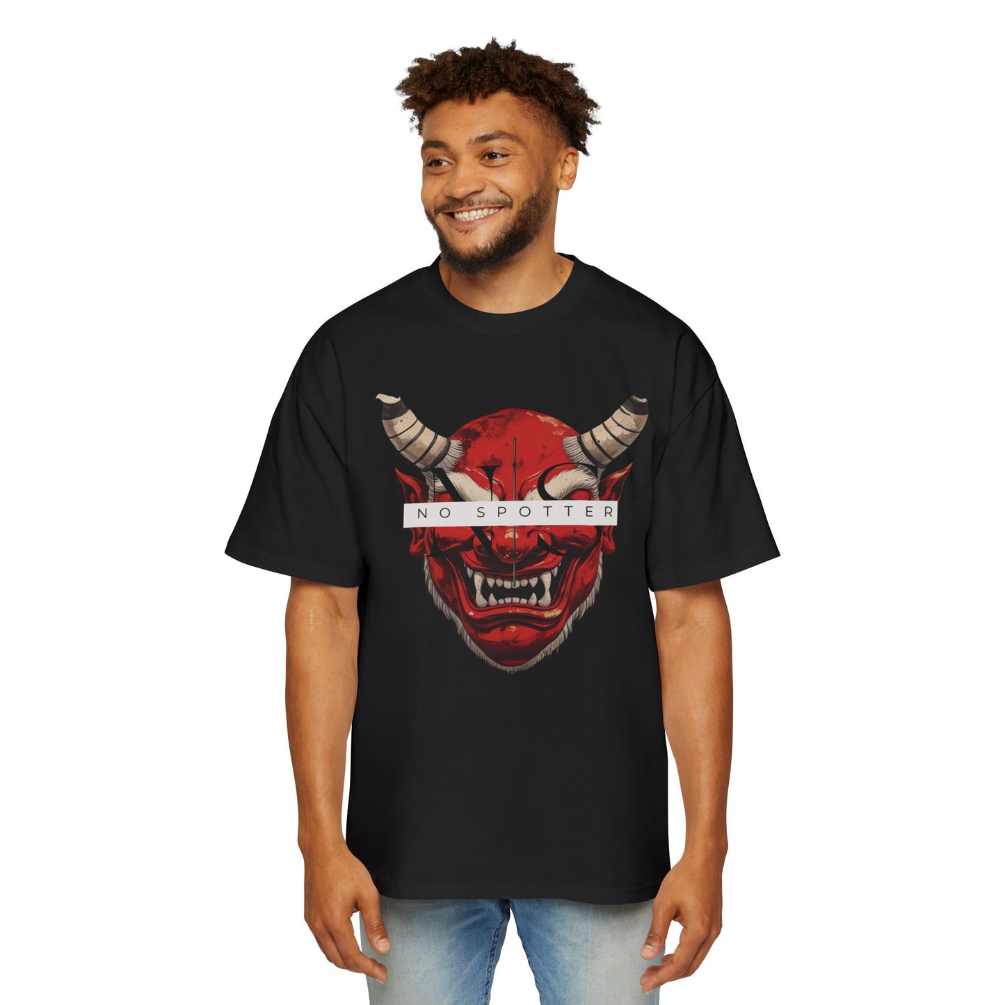 No Spotter Red Oni Men's Oversized Graphic Tshirt